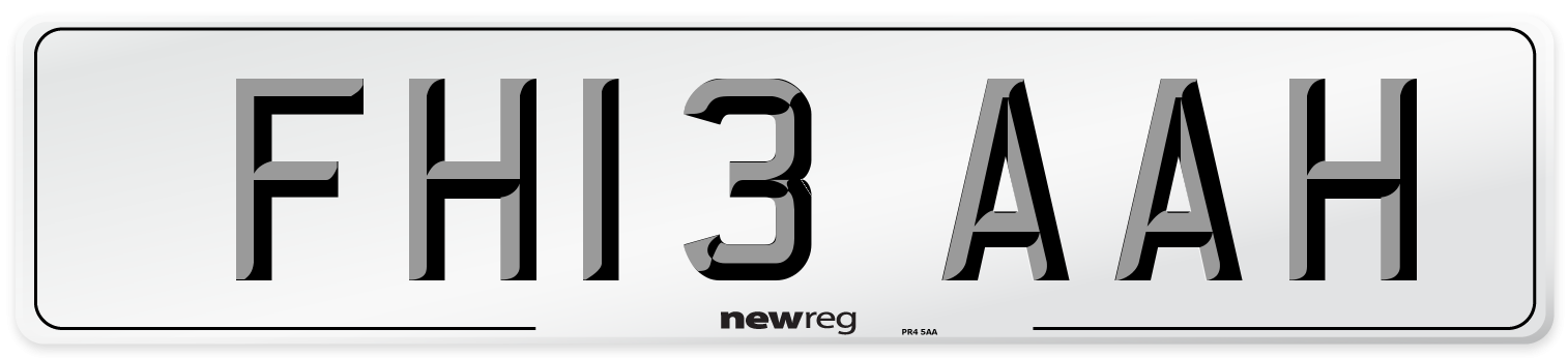 FH13 AAH Front Number Plate