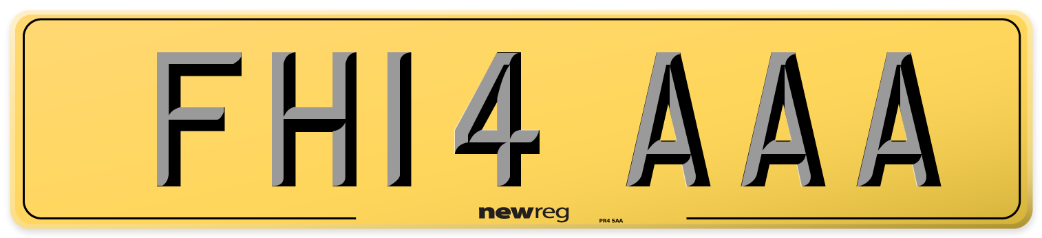 FH14 AAA Rear Number Plate