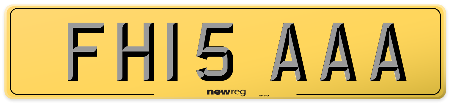 FH15 AAA Rear Number Plate