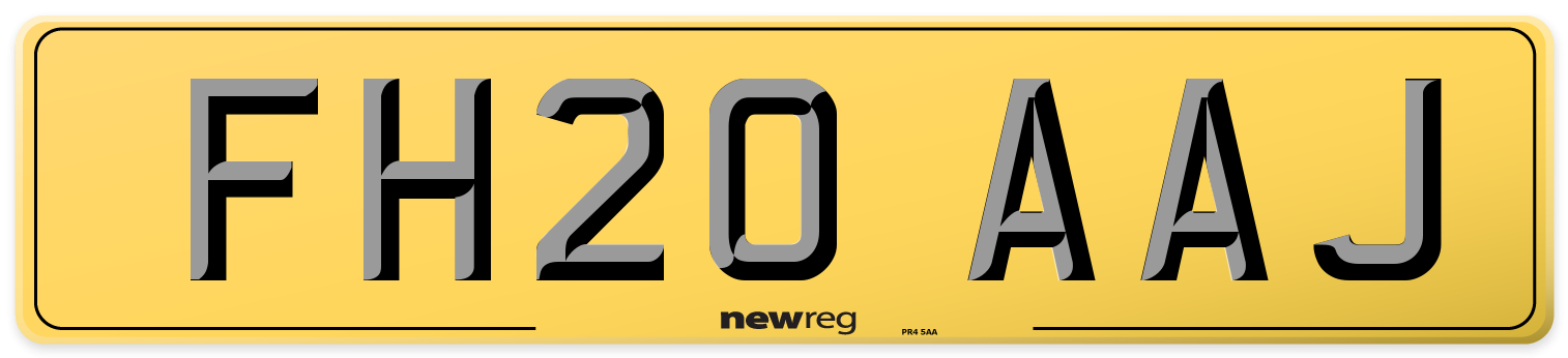 FH20 AAJ Rear Number Plate
