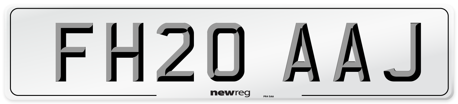 FH20 AAJ Front Number Plate