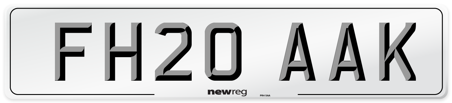 FH20 AAK Front Number Plate