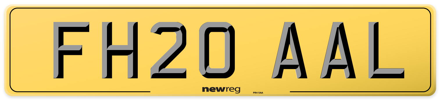 FH20 AAL Rear Number Plate