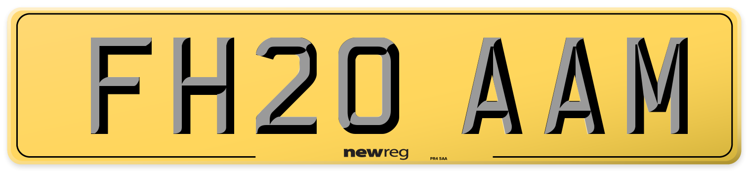 FH20 AAM Rear Number Plate