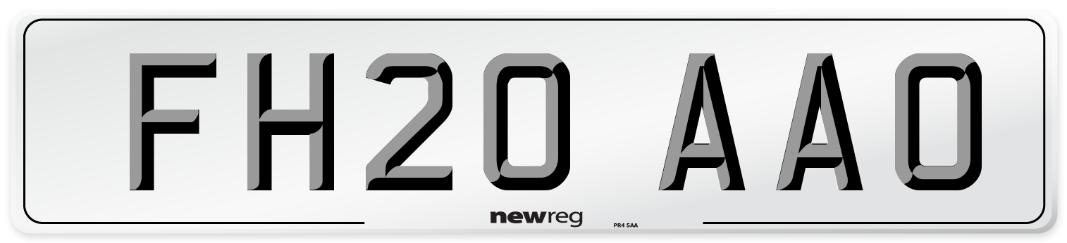 FH20 AAO Front Number Plate