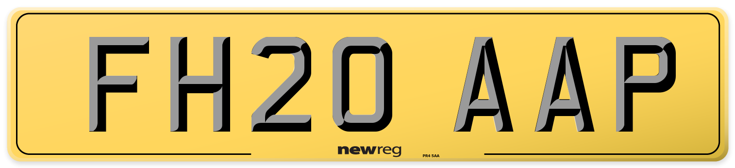 FH20 AAP Rear Number Plate