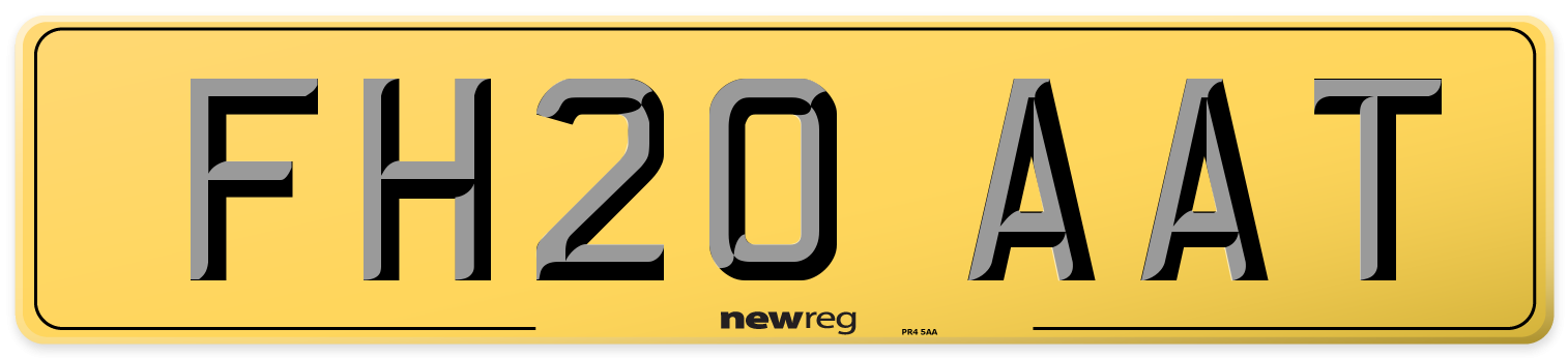 FH20 AAT Rear Number Plate