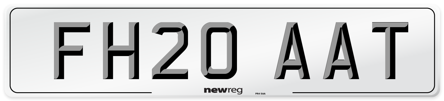 FH20 AAT Front Number Plate