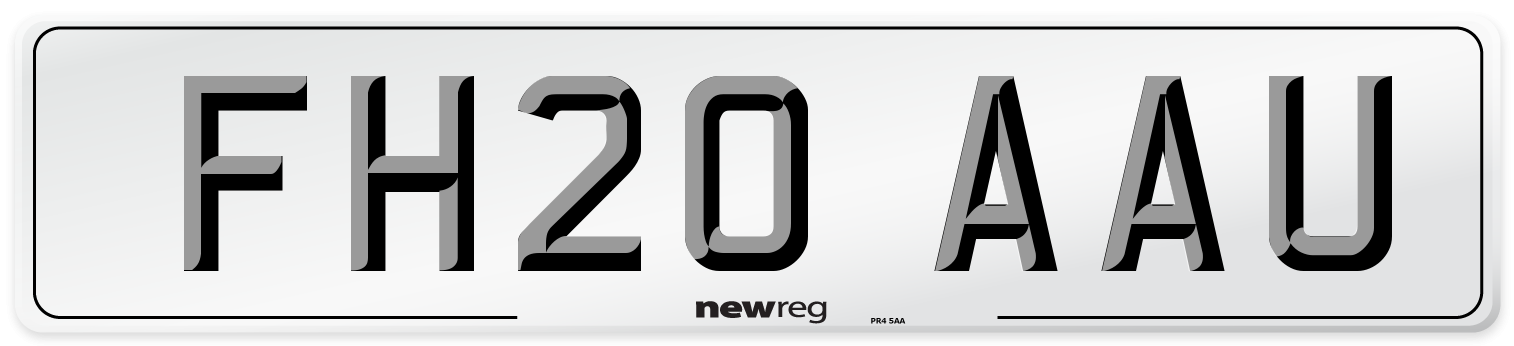 FH20 AAU Front Number Plate