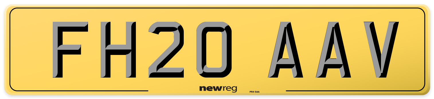 FH20 AAV Rear Number Plate