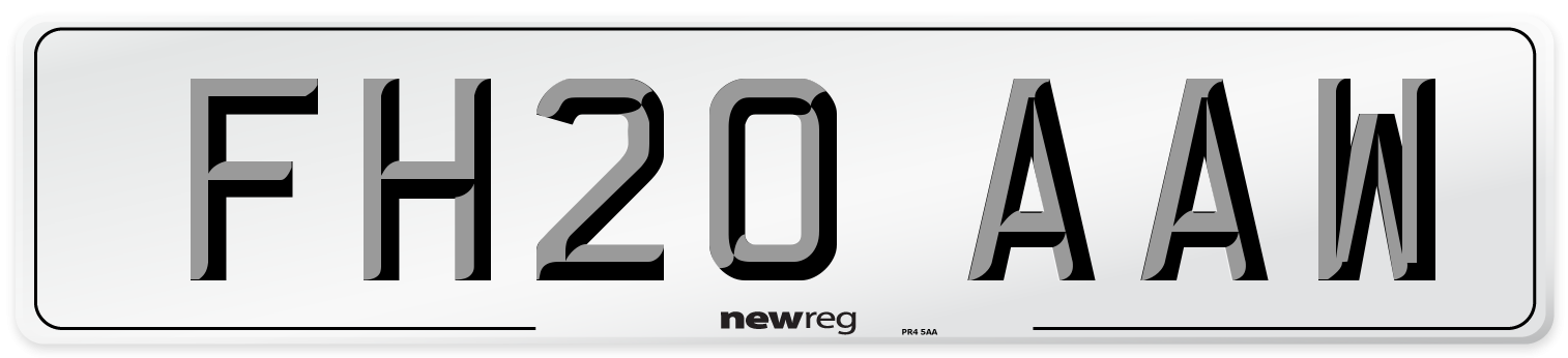 FH20 AAW Front Number Plate