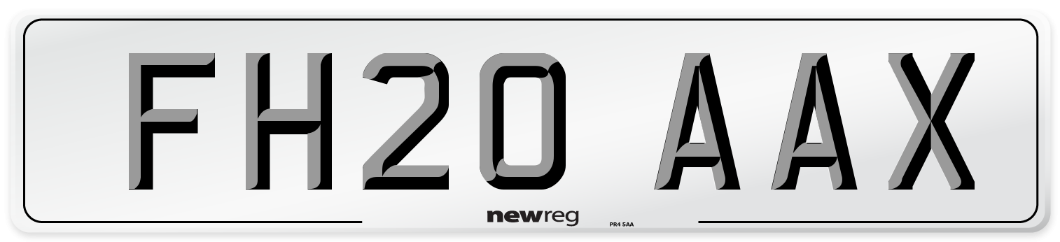 FH20 AAX Front Number Plate