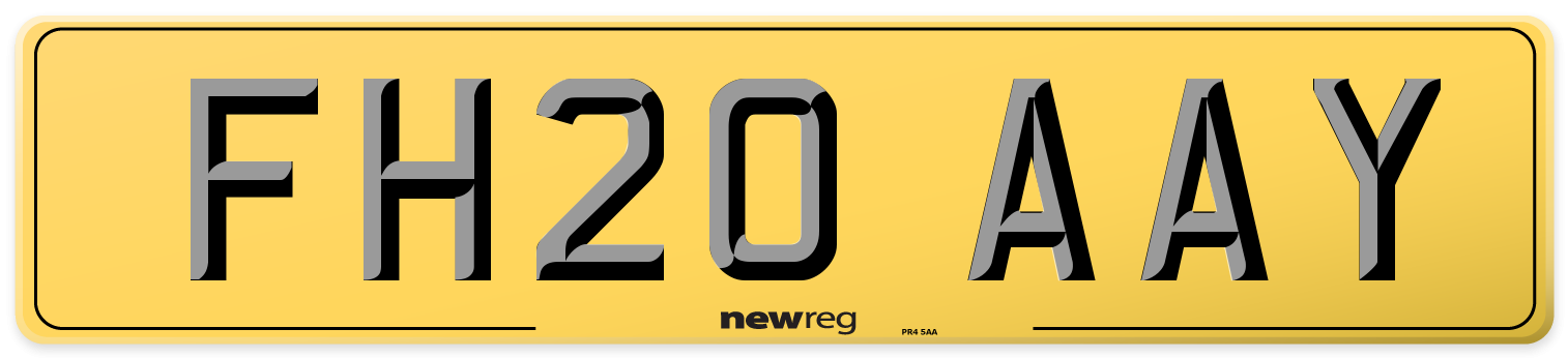 FH20 AAY Rear Number Plate