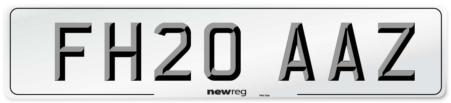 FH20 AAZ Front Number Plate