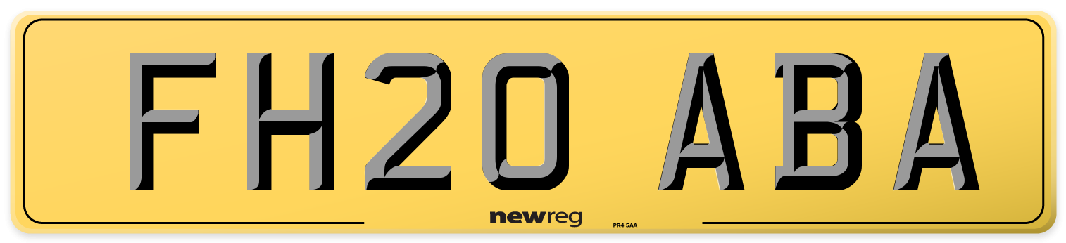 FH20 ABA Rear Number Plate