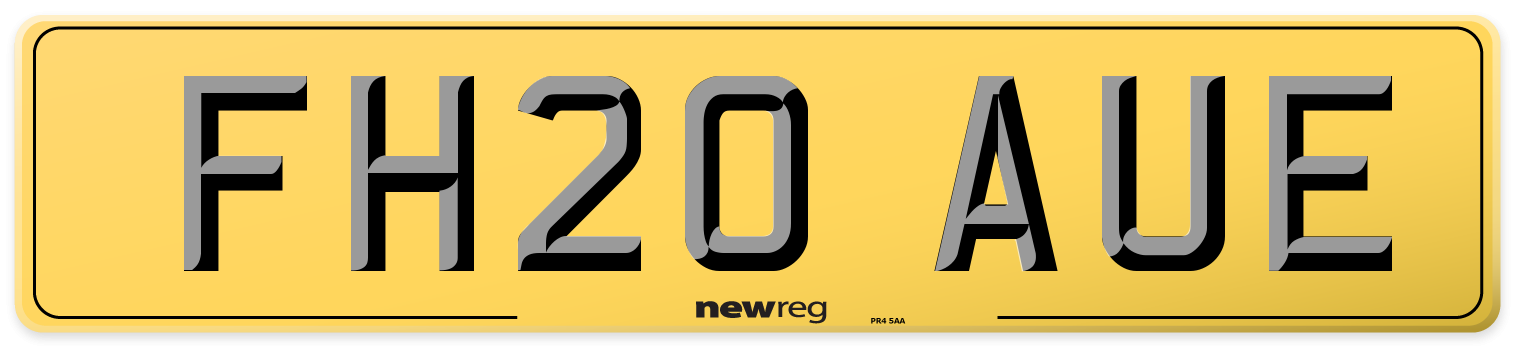 FH20 AUE Rear Number Plate