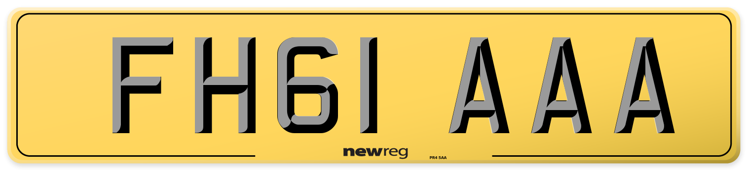 FH61 AAA Rear Number Plate
