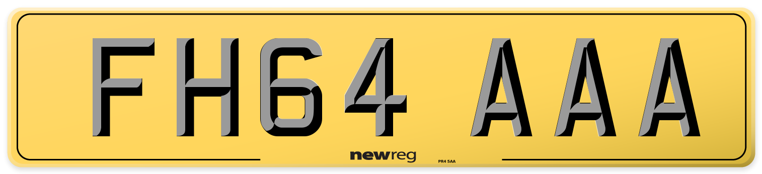 FH64 AAA Rear Number Plate