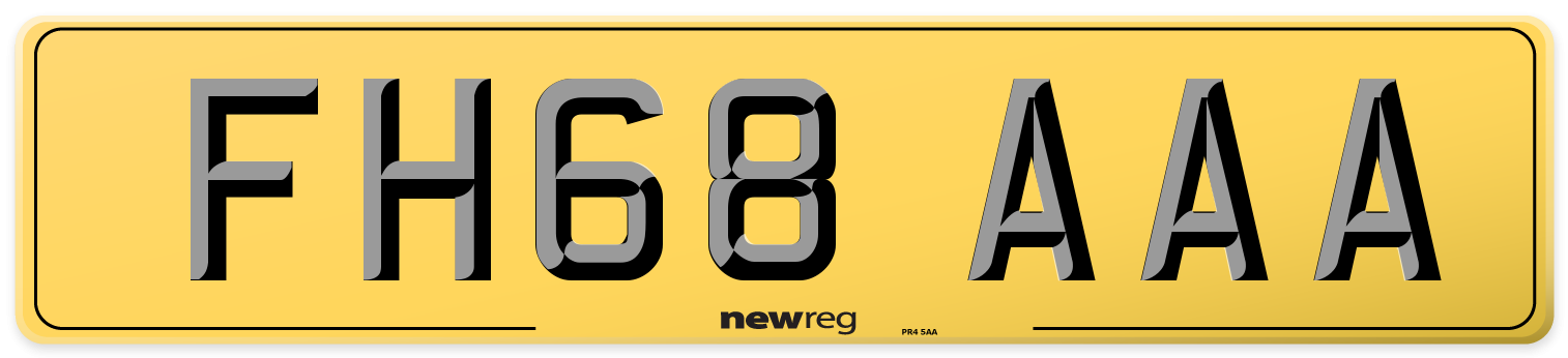 FH68 AAA Rear Number Plate