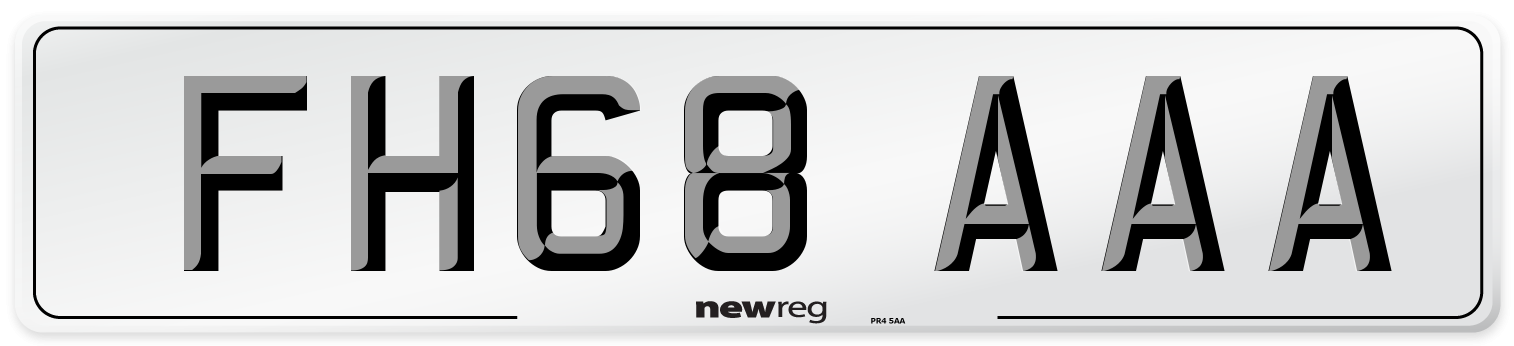 FH68 AAA Front Number Plate
