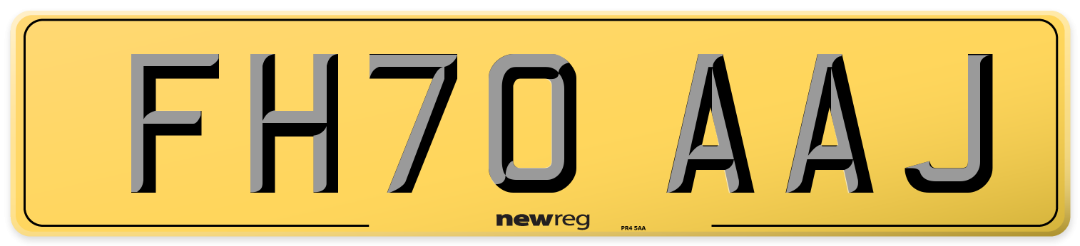 FH70 AAJ Rear Number Plate