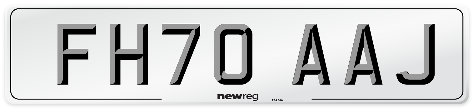 FH70 AAJ Front Number Plate