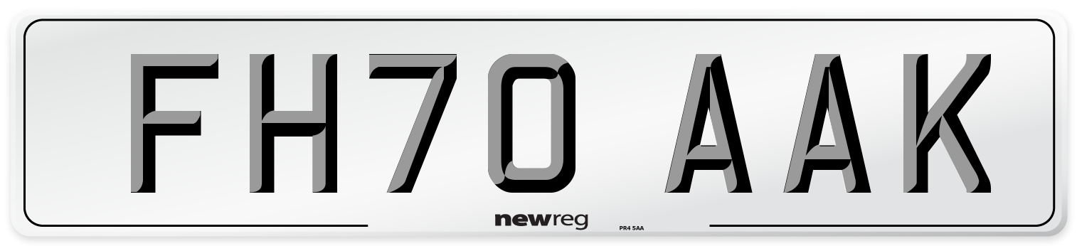 FH70 AAK Front Number Plate
