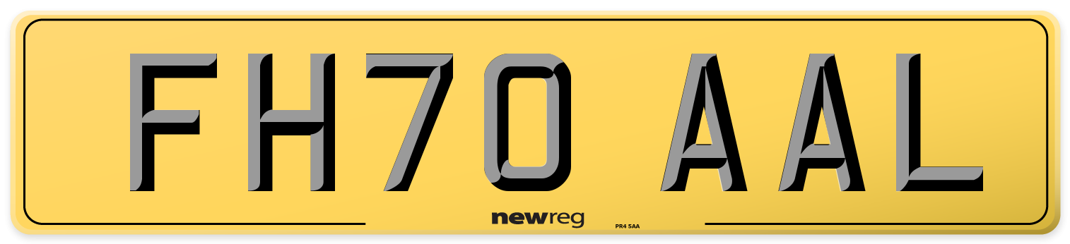 FH70 AAL Rear Number Plate