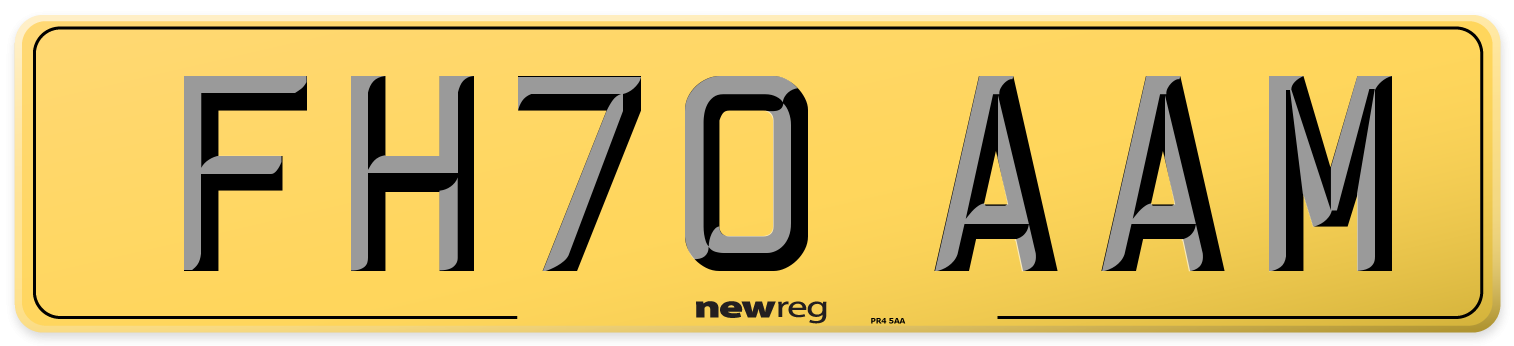 FH70 AAM Rear Number Plate