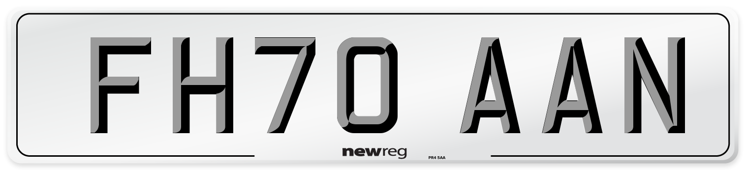 FH70 AAN Front Number Plate