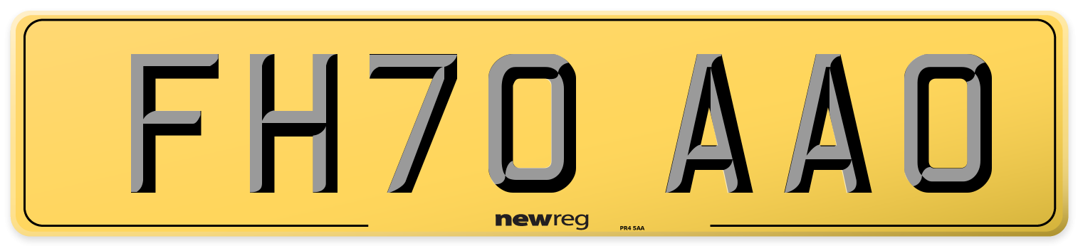 FH70 AAO Rear Number Plate