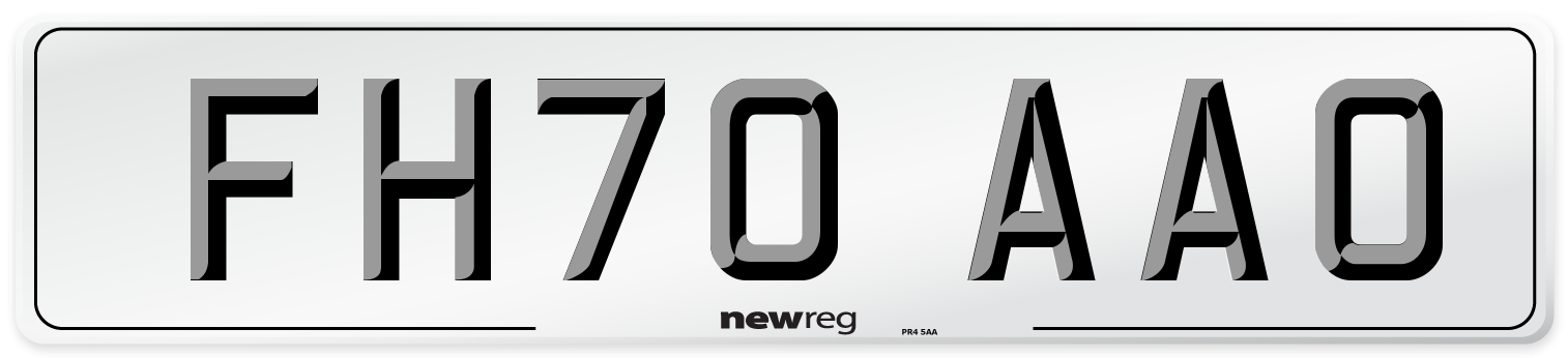 FH70 AAO Front Number Plate