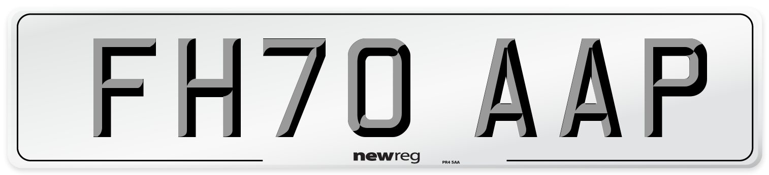 FH70 AAP Front Number Plate