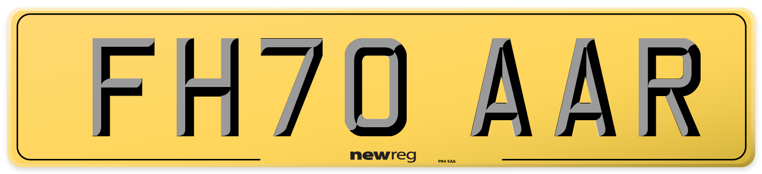 FH70 AAR Rear Number Plate