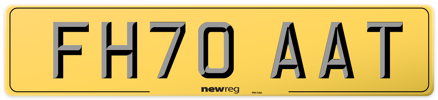 FH70 AAT Rear Number Plate