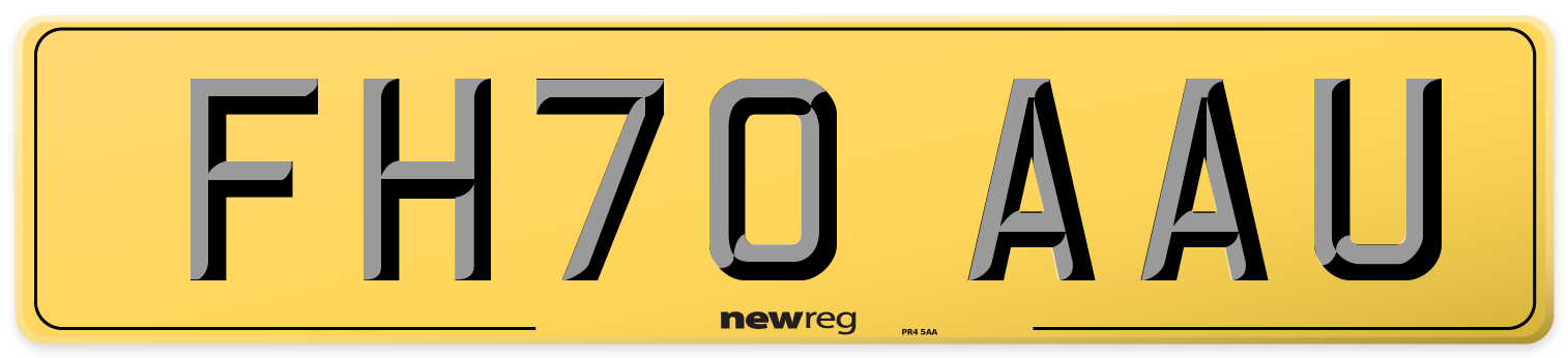 FH70 AAU Rear Number Plate