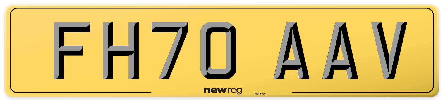 FH70 AAV Rear Number Plate