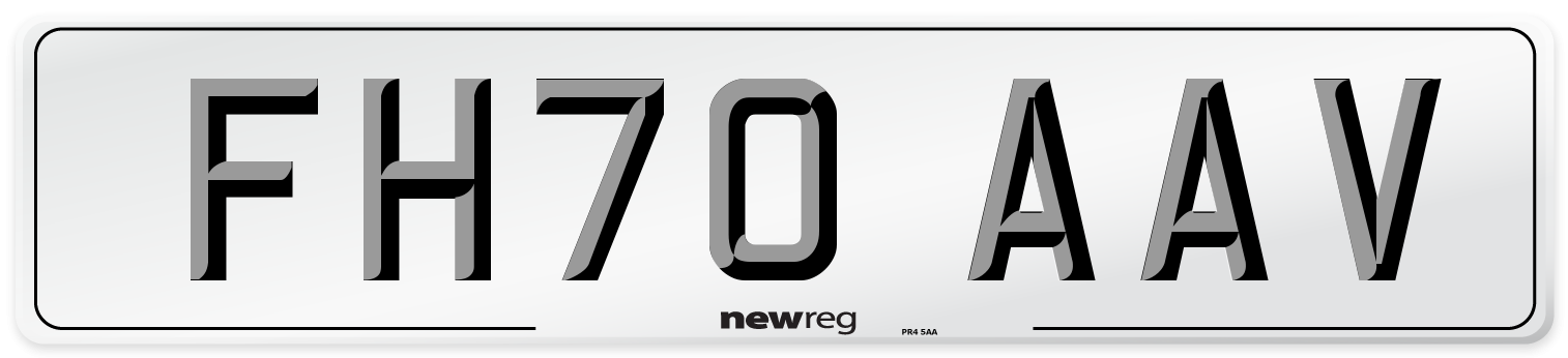 FH70 AAV Front Number Plate