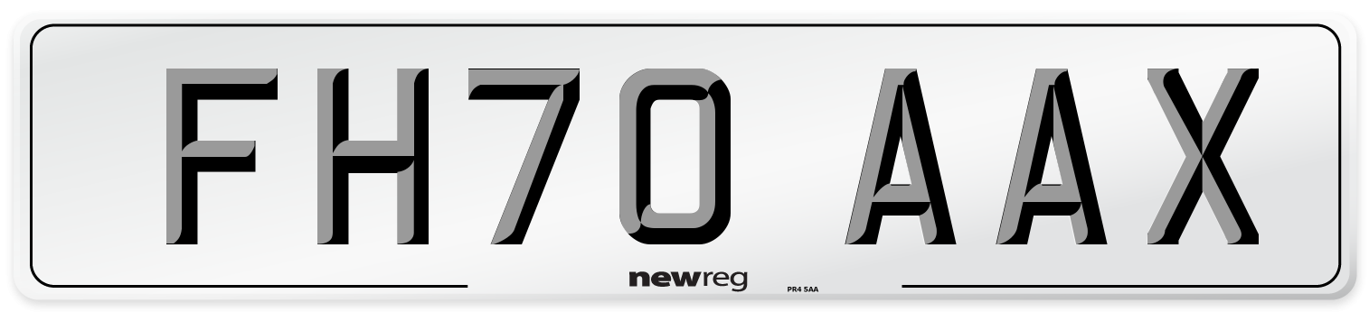 FH70 AAX Front Number Plate