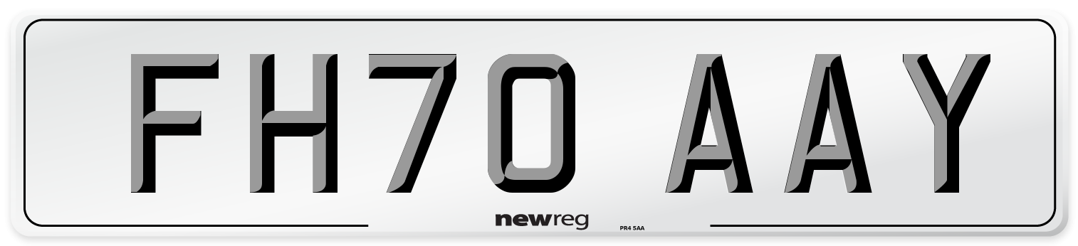 FH70 AAY Front Number Plate