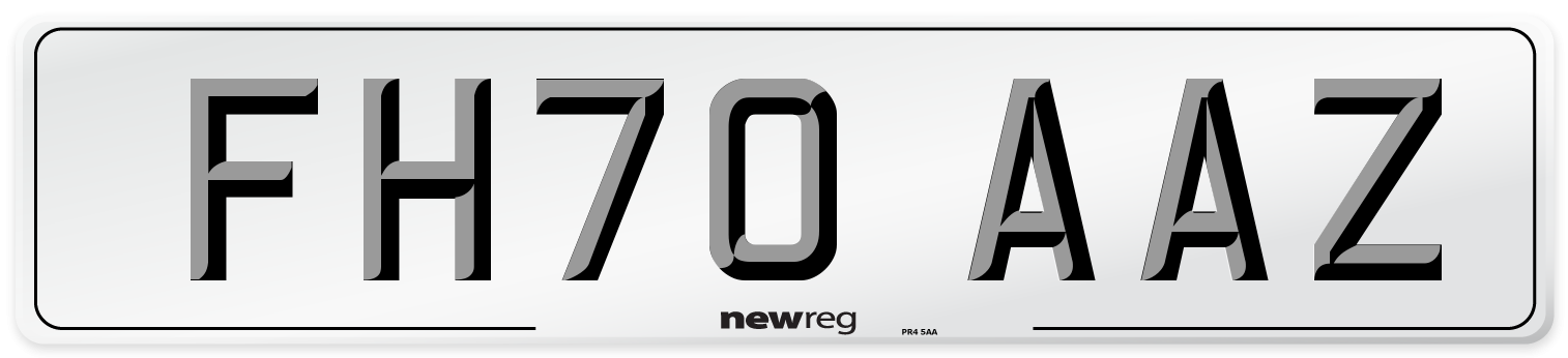 FH70 AAZ Front Number Plate