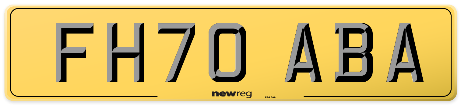 FH70 ABA Rear Number Plate