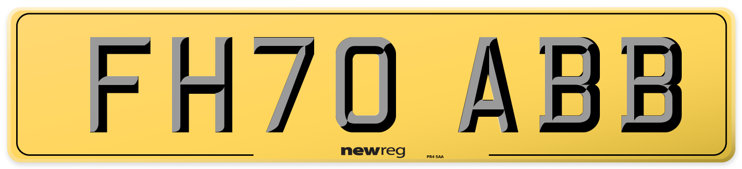 FH70 ABB Rear Number Plate
