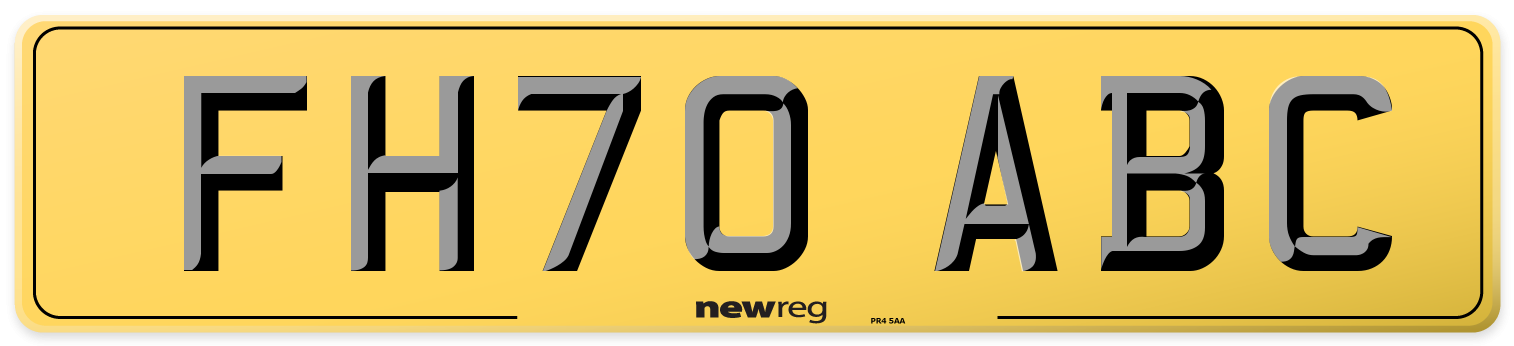FH70 ABC Rear Number Plate
