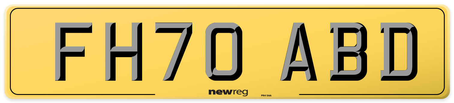 FH70 ABD Rear Number Plate