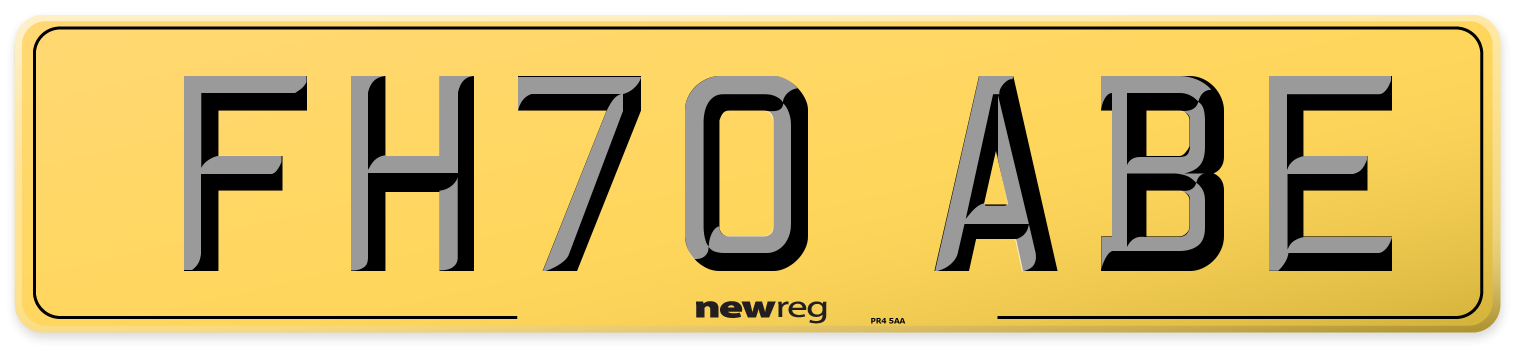 FH70 ABE Rear Number Plate