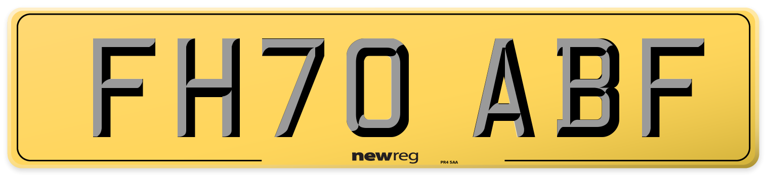 FH70 ABF Rear Number Plate