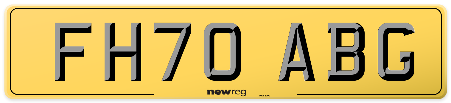 FH70 ABG Rear Number Plate