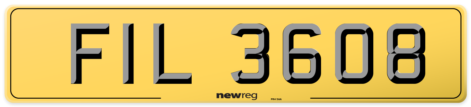 FIL 3608 Rear Number Plate