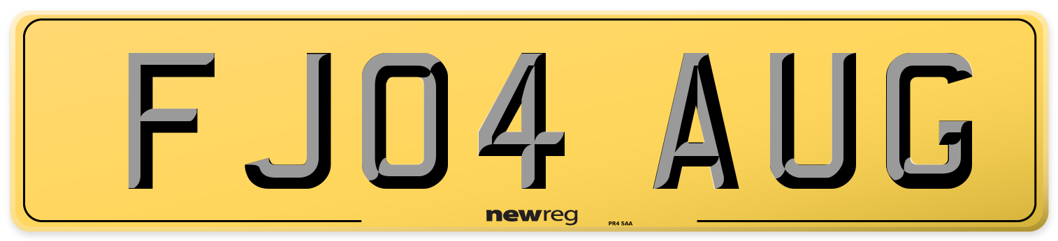 FJ04 AUG Rear Number Plate